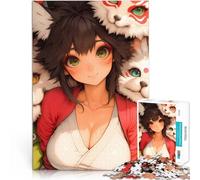 Puzzle 1000 pezzi per adolescenti Ragazza anime con kitsune Giocattolo educativo per l'apprendimento Migliorare l'amore tra le coppie 75x50cm