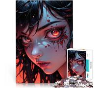 Puzzle 1000 pezzi per adolescenti Ragazza anime con lacrime di sangue Regali di giochi impegnativi è ideale come regalo per tutta la famiglia 38x26cm