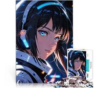 Puzzle 1000 pezzi per adolescenti Ragazza anime con le cuffie Riduzione dello stress interessante con poster abbinato e foglio di quiz 75x50cm