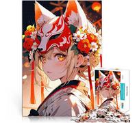 Puzzle 1000 pezzi per adolescenti Ragazza anime con maschera da volpe Analisi e logica Attività divertenti a casa, regali di compleanno, regali di viaggio, 38x26cm