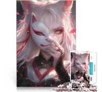 Puzzle 1000 pezzi per adolescenti Ragazza anime con maschera Kitsune Analisi e logica Attività divertenti a casa, regali di compleanno, regali di viaggio, 52x38cm