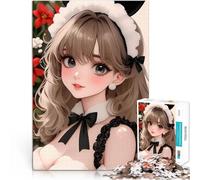 Puzzle 1000 pezzi per adolescenti Ragazza anime con orecchie da coniglio a Natale Giochi di relax Migliorare l'amore tra le coppie 75x50cm