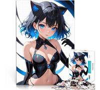 Puzzle 1000 pezzi per adolescenti Ragazza Anime con Orecchie da Gatto - Collezione Serie Blu 03 sfida educativa per la decorazione della casa 38x52cm