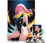 Puzzle 1000 pezzi per adolescenti Ragazza anime in costume da bagno in lattice nero Regali di giochi impegnativi Migliorare la memoria 38x26cm