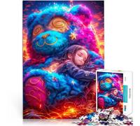 Puzzle 1000 pezzi per adolescenti Ragazza che dorme con un orsacchiotto gigante Giocattoli educativi Regalo di compleanno, regali, arte murale 52x38cm