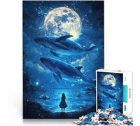 Puzzle 1000 pezzi per adolescenti Ragazza che osserva le balene Giochi educativi Decorazione della casa Adatto per la decorazione del desktop 38x26cm