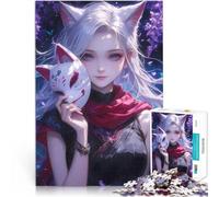 Puzzle 1000 pezzi per adolescenti Ragazza con maschera di volpe carina in anime Divertimento in famiglia regali per amici e familiari 52x38cm