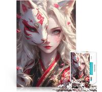 Puzzle 1000 pezzi per adolescenti Ragazza con maschera di volpe Sakura Giochi di relax con pezzi completamente interconnessi di forma casuale 52x38cm