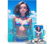 Puzzle 1000 pezzi per adolescenti Ragazza da spiaggia in bikini arcobaleno Giochi educativi fai da te Adatto per la decorazione del desktop 38x26cm