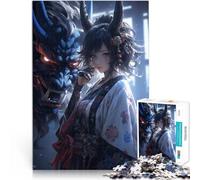 Puzzle 1000 pezzi per adolescenti Ragazza demone drago Difficile da completare ma divertente e umoristico Ottimi regali e giocattoli 52x38cm