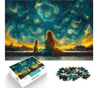 Puzzle 1000 pezzi per adolescenti Ragazza e gatto sotto il cielo stellato Giochi educativi fai da te perché è ideale come regalo per tutta la famiglia 75x50cm