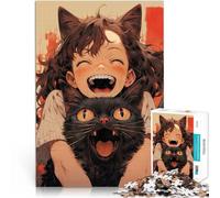 Puzzle 1000 pezzi per adolescenti Ragazza gatto carina Giocattolo educativo intellettuale decomprimente Lista dei desideri con Babbo Natale 75x50cm