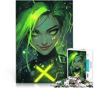 Puzzle 1000 pezzi per adolescenti ragazza gotica con melma verde Gioco impegnativo e gioco in famiglia Migliorare l'amore tra le coppie 38x26cm