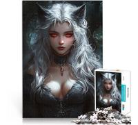 Puzzle 1000 pezzi per adolescenti Ragazza lupo dai capelli bianchi Sollievo dallo stress Ogni pezzo è unico - Gioco divertente e stimolante per tutta la famiglia 38x26cm