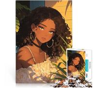 Puzzle 1000 pezzi per adolescenti Ragazza nera carina degli anime Per il divertimento in famiglia Migliorare l'amore tra le coppie 38x26cm