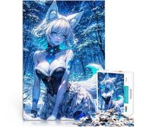 Puzzle 1000 pezzi per adolescenti Ragazza volpe anime nella foresta invernale sfida educativa Decorazioni e regali unici per la casa 38x26cm