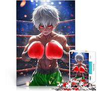 Puzzle 1000 pezzi per adolescenti Ragazzo pugile anime con gli occhi rossi Giocattoli antistress Gioco educativo per compleanno e Natale 52x38cm
