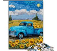 Puzzle 1000 pezzi per adolescenti regali camion in campo di girasole, giocattoli educativi giochi antistress, grandi regali e giocattoli, 38 x 26 cm