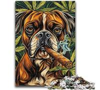 Puzzle 1000 pezzi per adolescenti, regali cane boxer che fuma, difficili, regali per amici e familiari, adatti per bambini di età compresa tra 26x38cm