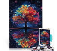 Puzzle 1000 pezzi per adolescenti Riflesso di albero colorato Vacanza a casa: uccidere il tempo con poster abbinato e foglio di quiz 75x50cm