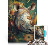 Puzzle 1000 pezzi per adolescenti Rinoceronte animale per il giocattolo di sfida del gioco educativo Decorazioni e regali unici per la casa 52x38cm