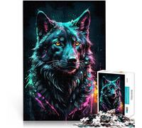 Puzzle 1000 pezzi per adolescenti Ritratto ad acquerello di lupo al neon Difficile e sfidante Collezione di artisti, Belle arti 52x38cm