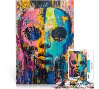 Puzzle 1000 pezzi per adolescenti Ritratto astratto dai colori vivaci Giocattoli da gioco Ogni pezzo è unico - Gioco divertente e stimolante per tutta la famiglia 38x26cm
