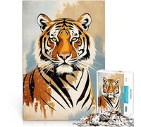 Puzzle 1000 pezzi per adolescenti Ritratto astratto vintage di tigre Analisi e logica con pezzi completamente interconnessi di forma casuale 75x50cm
