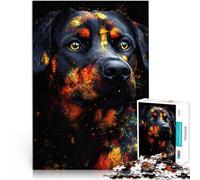 Puzzle 1000 pezzi per adolescenti Ritratto colorato di Rottweiler Gioco di famiglia per e Regalo di compleanno, regali, arte murale 70x100cm