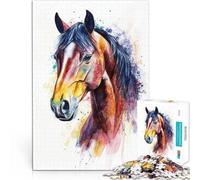 Puzzle 1000 pezzi per adolescenti Ritratto di cavallo ad acquerello Analisi e logica Ogni pezzo è unico - Gioco divertente e stimolante per tutta la famiglia 38x26cm