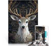 Puzzle 1000 pezzi per adolescenti Ritratto di cervo dorato Giochi educativi Decorazione della casa perché è ideale come regalo per tutta la famiglia 75x50cm