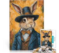 Puzzle 1000 pezzi per adolescenti Ritratto di coniglio gentiluomo Sfida difficile Ogni pezzo è unico - Gioco divertente e stimolante per tutta la famiglia 75x50cm