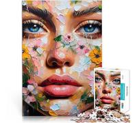 Puzzle 1000 pezzi per adolescenti Ritratto di fiori e petali Allena il tuo cervello e le tue mani è ideale come regalo per tutta la famiglia 38x26cm
