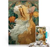 Puzzle 1000 pezzi per adolescenti Ritratto di gatto Art Déco Giocattolo educativo per l'apprendimento Decorazioni e regali unici per la casa 52x38cm