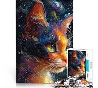 Puzzle 1000 pezzi per adolescenti Ritratto di gatto cosmico Giocattolo educativo per l'apprendimento Migliorare l'amore tra le coppie 75x50cm