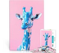 Puzzle 1000 pezzi per adolescenti Ritratto di giraffa blu Gioco di famiglia antistress sfida difficile Migliorare l'amore tra le coppie 75x50cm