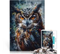 Puzzle 1000 pezzi per adolescenti Ritratto di gufo dipinto a olio Gioco rompicapo Attività divertenti a casa, regali di compleanno, regali di viaggio, 75x50cm