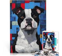Puzzle 1000 pezzi per adolescenti Ritratto di pitbull con motivo geometrico Attività per famiglie è ideale come regalo per tutta la famiglia 52x38cm