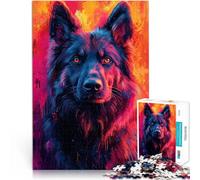 Puzzle 1000 pezzi per adolescenti Ritratto di un pastore tedesco in stile pop art Gioco pratico con poster abbinato e foglio di quiz 52x38cm