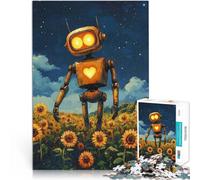 Puzzle 1000 pezzi per adolescenti Robot nel campo di girasoli Gara di velocità delle mani Ogni pezzo è unico - Gioco divertente e stimolante per tutta la famiglia 26x38cm