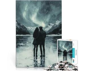 Puzzle 1000 pezzi per adolescenti Romantica aurora boreale - Arte a carboncino Sfida difficile offerte come regali per tutta la famiglia 75x50cm