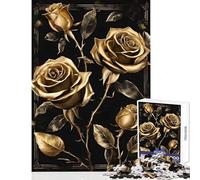 Puzzle 1000 pezzi per adolescenti Rose nere e dorate Giocattolo educativo di lusso Regalo di compleanno per gioco educativo Sfida educativa Dimensioni 38x52cm