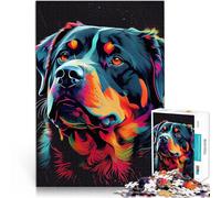Puzzle 1000 pezzi per adolescenti Rottweiler Cane colorato Vacanza a casa: uccidere il tempo Regalo di compleanno, regali, arte murale 38x26cm