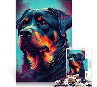 Puzzle 1000 pezzi per adolescenti Rottweiler colorato Giocattolo educativo intellettuale decomprimente Migliorare l'amore tra le coppie 70x100cm