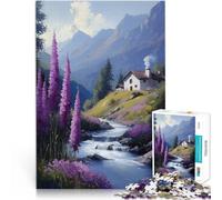 Puzzle 1000 pezzi per adolescenti Ruscello di Lavanda di Montagna Difficile e sfidante con pezzi completamente interconnessi di forma casuale 75x50cm