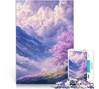 Puzzle 1000 pezzi per adolescenti Sakura Tree Mountain View Giocattoli di gioco impegnativi Regalo di compleanno, regali, arte murale 52x38cm