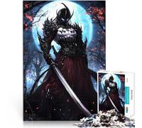 Puzzle 1000 pezzi per adolescenti Samurai al chiaro di luna di fuoco Analisi e logica Attività divertenti a casa, regali di compleanno, regali di viaggio, 75x50cm