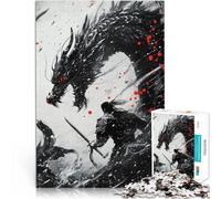 Puzzle 1000 pezzi per adolescenti Samurai contro Drago Difficile da completare ma divertente e umoristico Decorazione d'arte per la casa 75x50cm