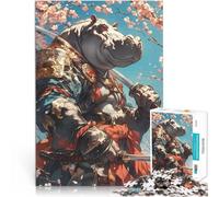 Puzzle 1000 pezzi per adolescenti Samurai Hippo Cherry Blossoms Sfida di gioco educativo giocattolo Giocattoli per la decorazione della casa 75x50cm