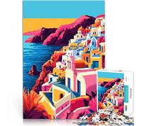 Puzzle 1000 pezzi per adolescenti Santorini, isola greca, villaggio astratto Giochi divertenti perché è ideale come regalo per tutta la famiglia 52x38cm